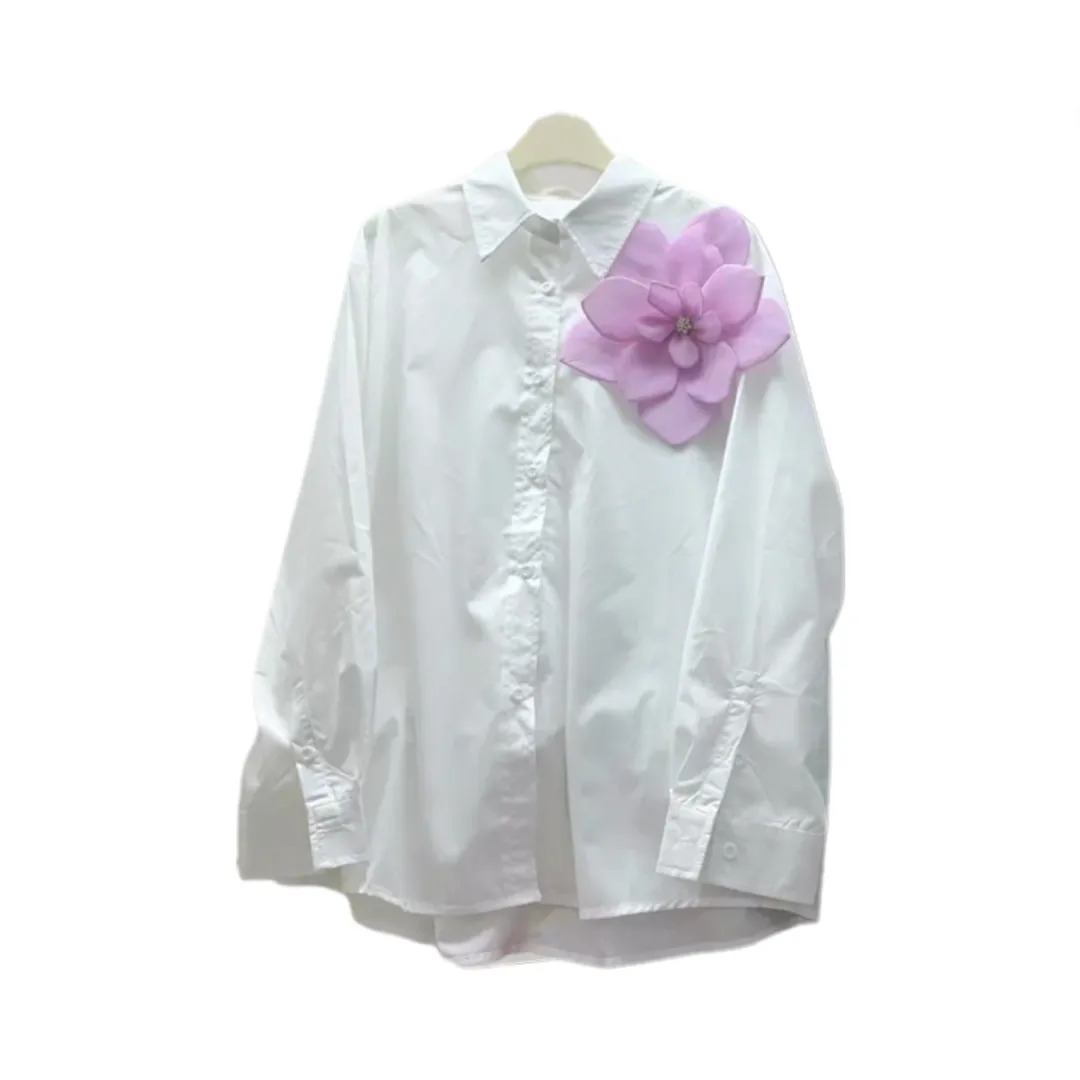 Pre Order:  3D Large Flower Long Sleeved Loose Shirt