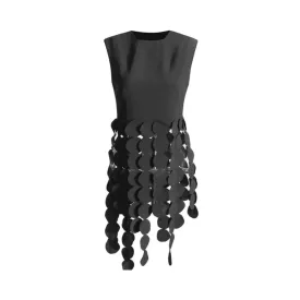 Pre Order:  Spliced Tassel Round Patch Slim Fit Sleeveless Shirt