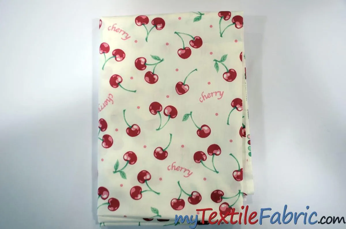 Red Cherry Cotton Fabric | 100% Cotton Print | 60" Wide |