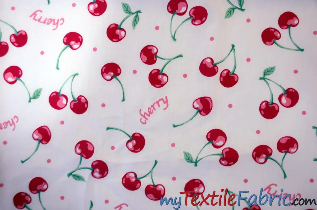 Red Cherry Cotton Fabric | 100% Cotton Print | 60" Wide |