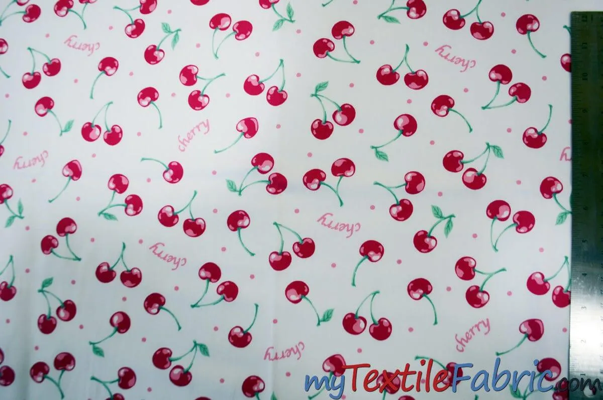 Red Cherry Cotton Fabric | 100% Cotton Print | 60" Wide |