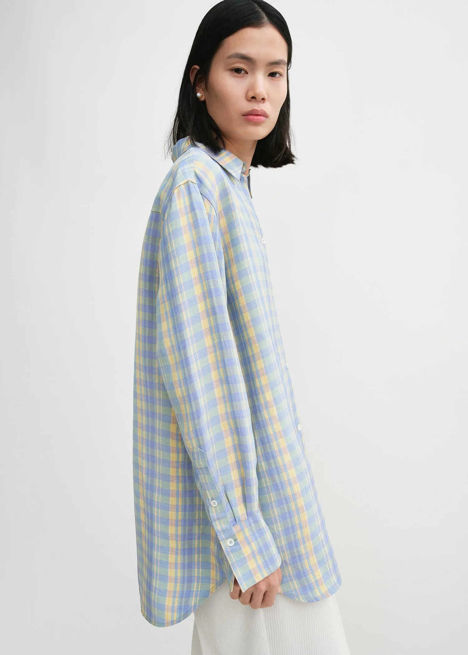 Relaxed linen-blend shirt madras check