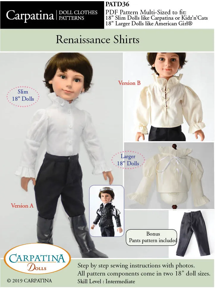 Renaissance Shirts - Multi-Sized Pattern PDF or Print