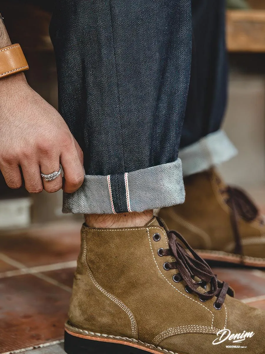 Retro Red Selvage Raw Denim Straight Pants