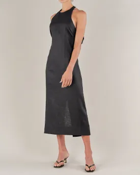 Santa Cruz Linen Halterneck Dress - Black