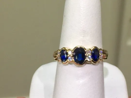 Sapphire And Diamond 14 K Yellow Gold Ring