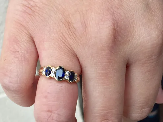 Sapphire And Diamond 14 K Yellow Gold Ring