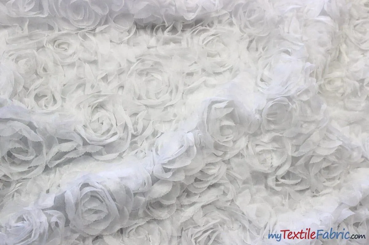 Sheer Rose Garden | 52" wide | 3d Floral Chiffon Fabric Embroidered on Mesh | Multiple Colors |