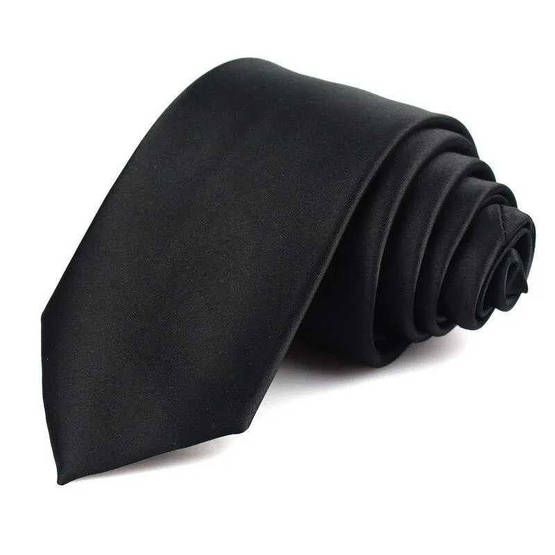 Solid Black Slim Tie