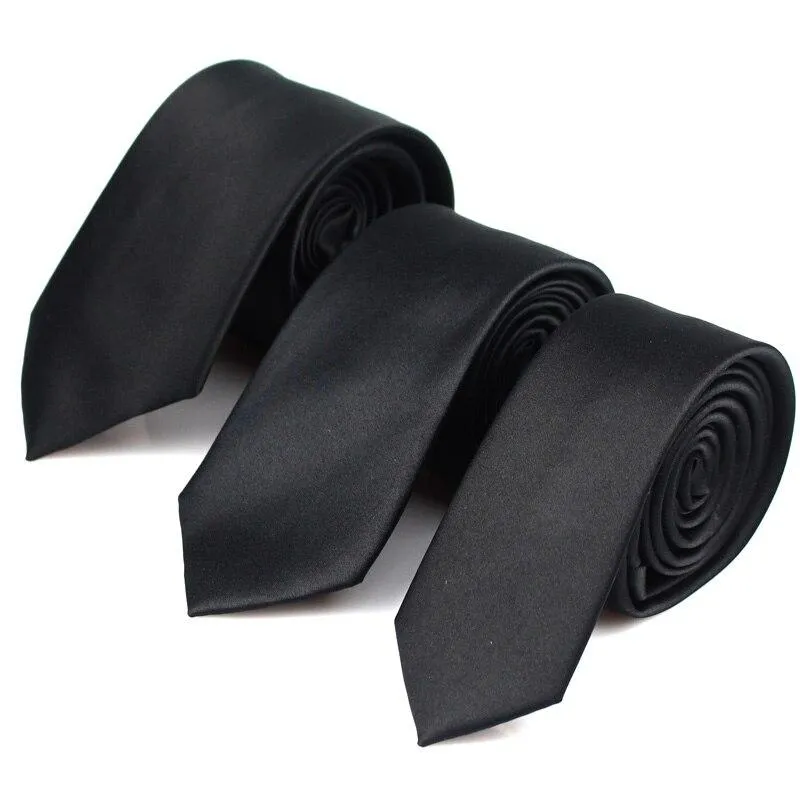 Solid Black Slim Tie