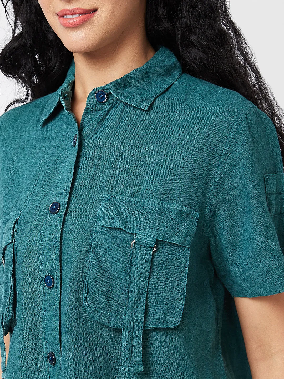 Spykar Blue Solid Shirt For Women