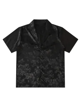 Thesupermade Leaves Pattern  Black Vintage Shirts