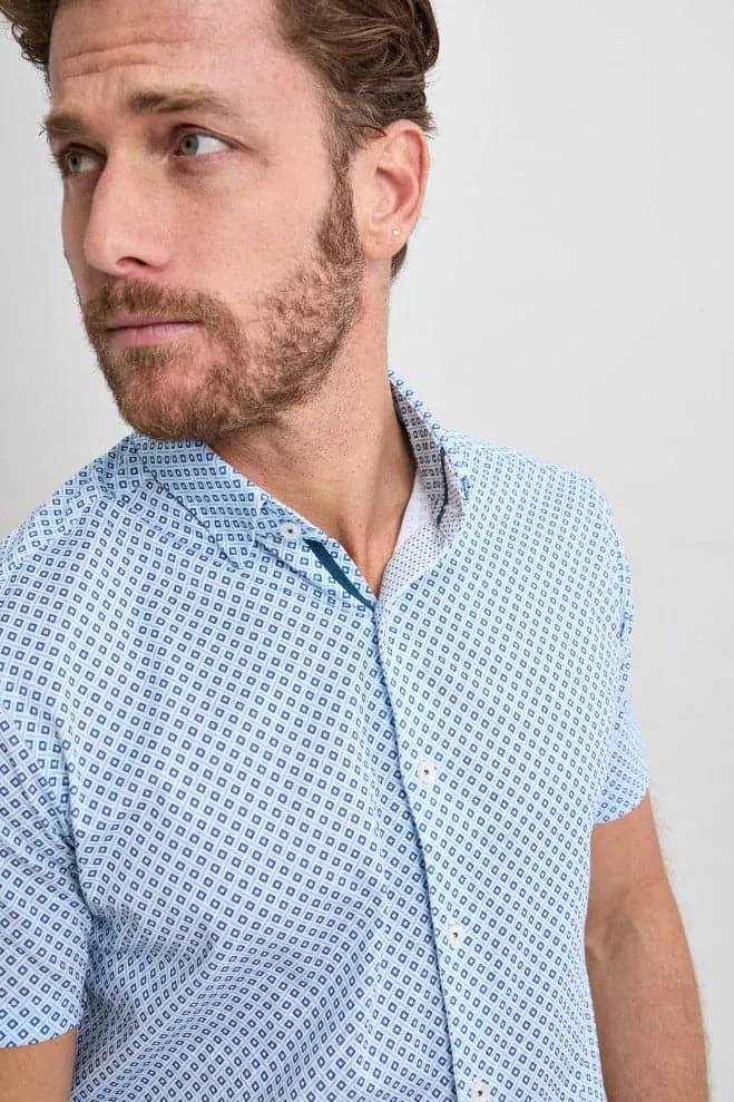 Turquoise Square Short Sleeve Shirt