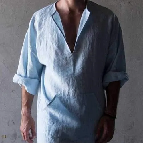 Vintage V-neck Loose Splits Long Shirts